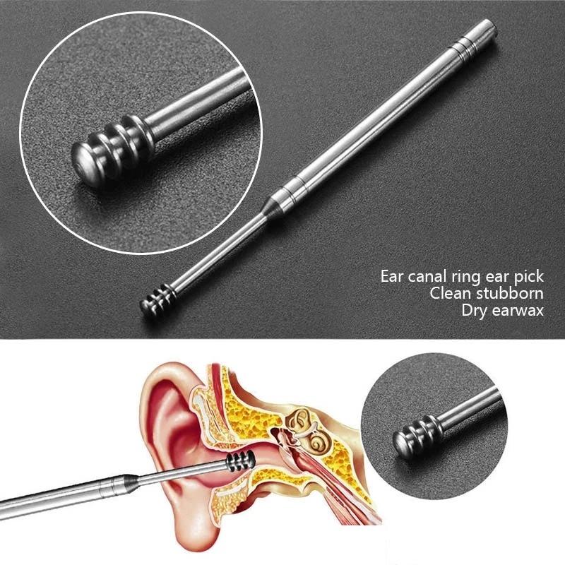 7Pcs/set Portable Stainless Steel Earpick Ear Cleaner Ear Care Cleaning Tool Ear Wax Removal