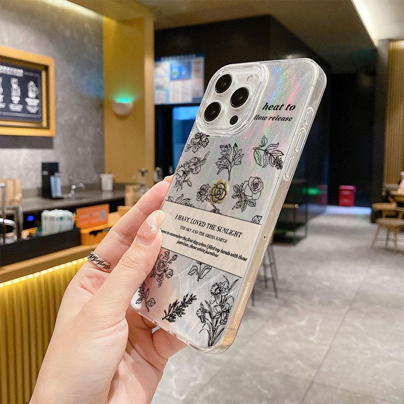 Sketch Camellia Mobile Phone Case High-end 12 for Apple 16 Promax Mobile Phone Case for IPhone 15 Feather Yarn 13