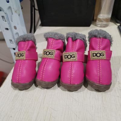 Warm Pet Snow Boots Soft Waterproof Winter Pet Dog Shoes Plush/PU Non Slip Dog Rainshoes for 4Pcs/Set Winter