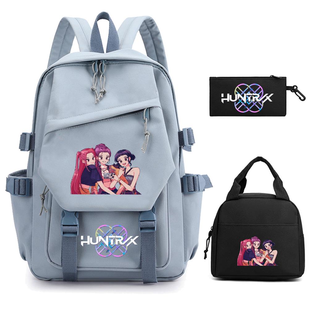 3Pcs/set K-pop Demon Hunters Printed Backpack for Teenger Boy Girl Large Capacity Schoolbag Children Student Bookbag Women Waterproof Travel Bag
