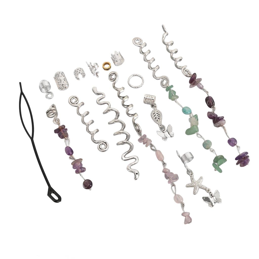 Hair Dreadlocks Rings Hair Braid Clips Alloy Braid Hair Jewelry for Banquets Film Shows Weddings Silver