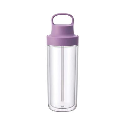 Kinto Two Go Bottle 480ml Purple with Straw Lightweight Water Bottle Dishwasher Safe Double Structure 20074