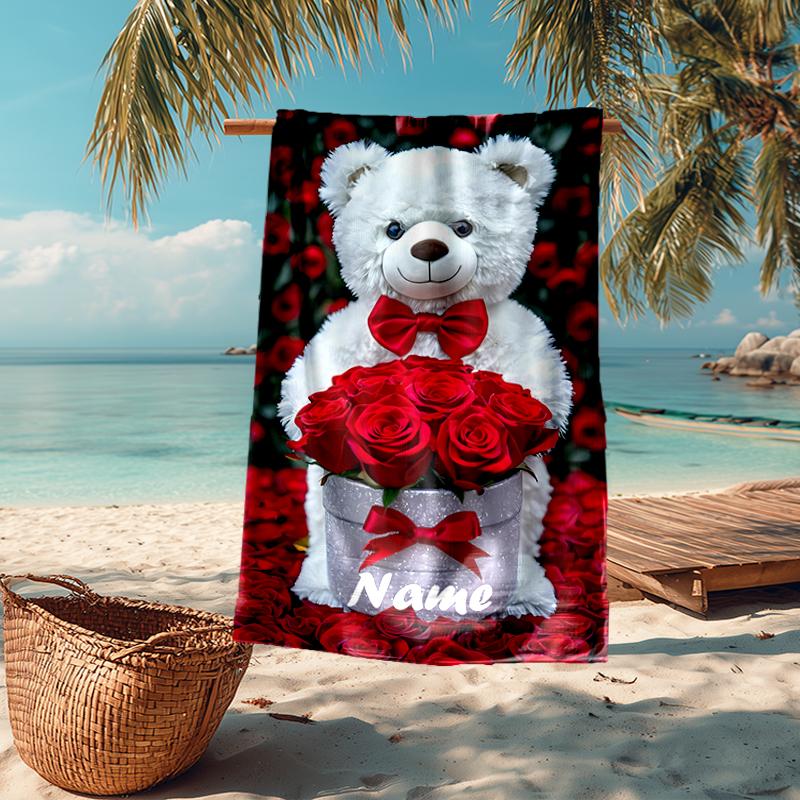 Custom Name Ultra-Soft Beach Towel with Love Theme,Ideal for Pool - Camping, Diving - Perfect Travel Essential, Vibrant Beach Towel.
