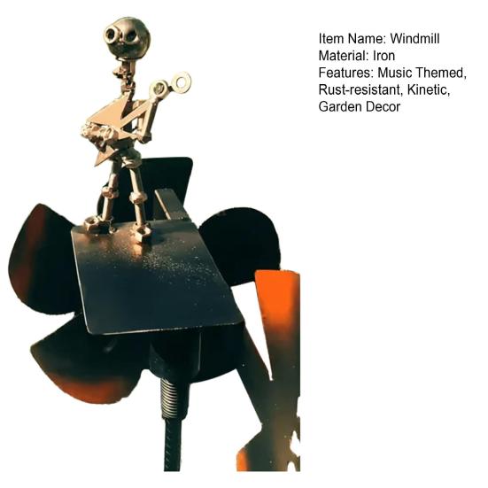 Hagegitarist Vindmølle Metall Håndlaget Rockegitarist Skulptur Musikkmann Vindspinner for Musikkelskere Gave Gårdsplass Plendekor