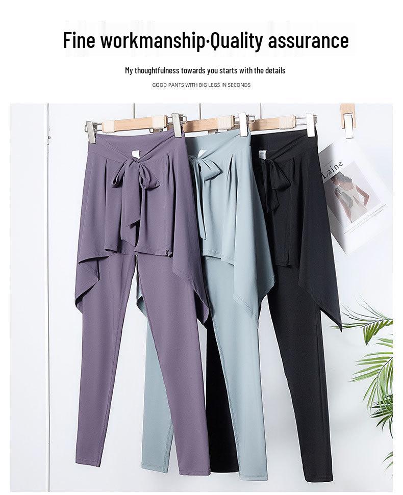 Women's Plus Size Quick-Dry Yoga Skirt-Pants, Anti-Exposure, Autumn Fitness Long Pants