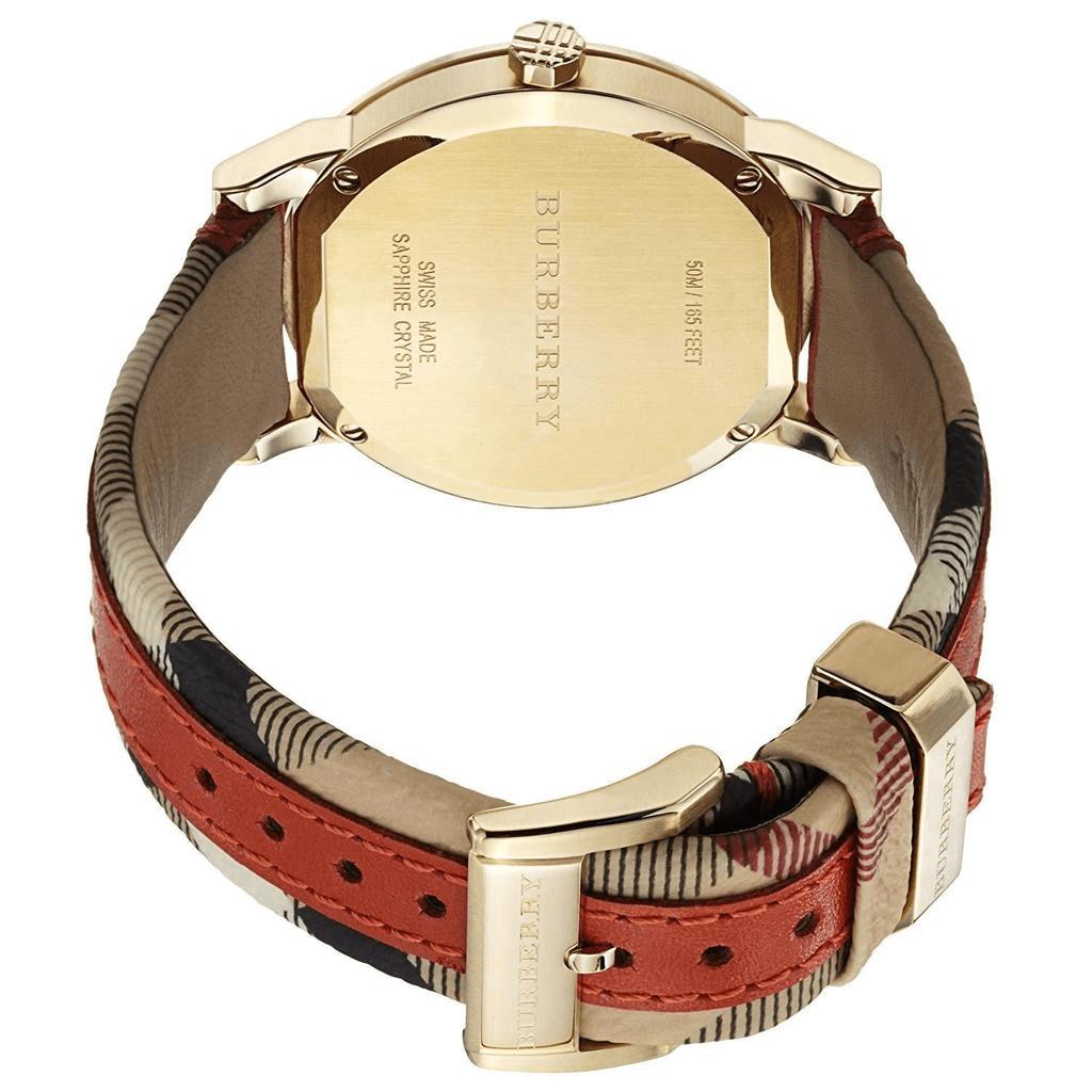 Burberry Het City Gold Wijzerplaat Oranje Leren Band Horloge voor Dames BU9016
