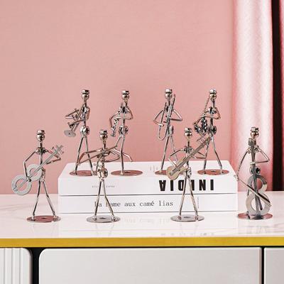 Muzician din metal Statuie pentru chitarist Instrument muzical Mic Fier Artă de colecție Cafenea Birou Raft pentru cărți Decora Figurina Acasă
