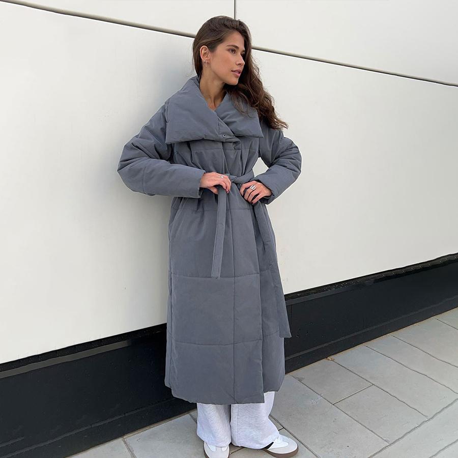 MIEGOFCE Autumn Winter Long Coat European and American Loose Casual Warm Stand-Up Collar Parka with Belt Jacket WT0041