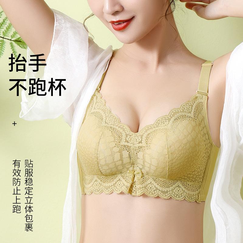 Sexy Lace Elegant Women's Underwear Thickened Small Breasts Show Large Breasts Gather No Steel Ring Adjustment Bra