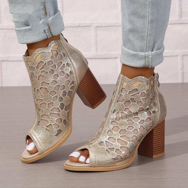 Fashion Women High Heeled Sandals Ladies Shoes Fashion Peep Toe Sandals 2025 New Summer Rome Shoes Large Size 35-43 Zapatos De Mujer