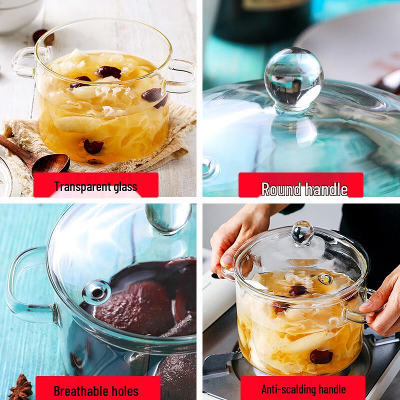 1350ml Double Handle Glass Soup Pot