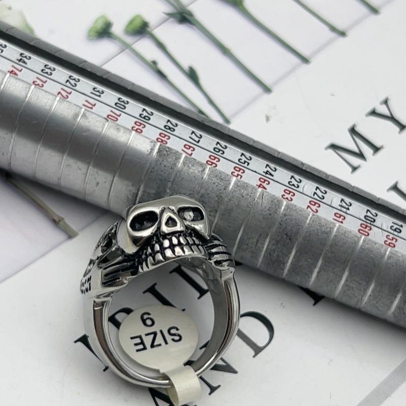 

Stainless Steel Skeleton Ring for Men Gothic Biker Statement Zircon Vintage Engraved Rib Cage Design Daily Wear Gift for Him 11