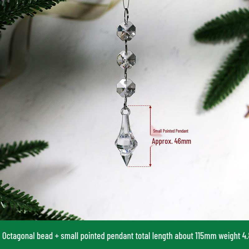 Transparent Acrylic Snowflake Ornament Set with Crystal Bead Strings for Christmas Tree Decoration