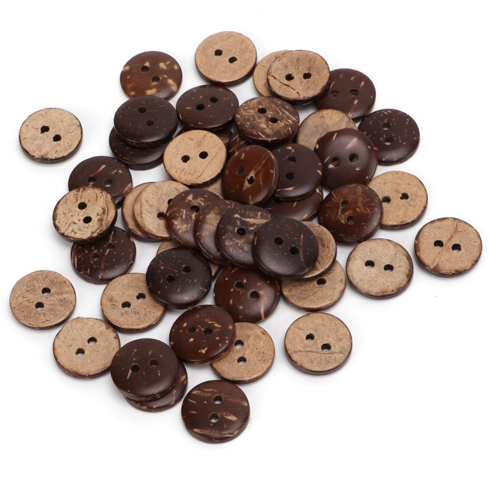 200pcs 2 Holes Wooden Buttons Exquisite Sewing Buttons Coconut Shell Buttons Clothing Decorations