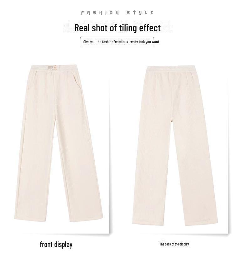 Women's 2024 High-Waist Velvet Drape Wide-Leg Pants: Slim, Loose, Thick, and Casual for Winter.