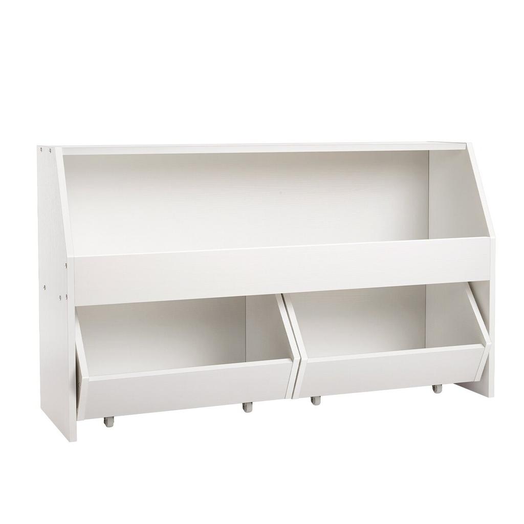 Toy Storage Organizer, Wooden Kids Bookshelf with Storage, Toy Storage Cabinet with 2 Mobile Drawers, Kids Storage Organizer for Bedroom, Nursery,
