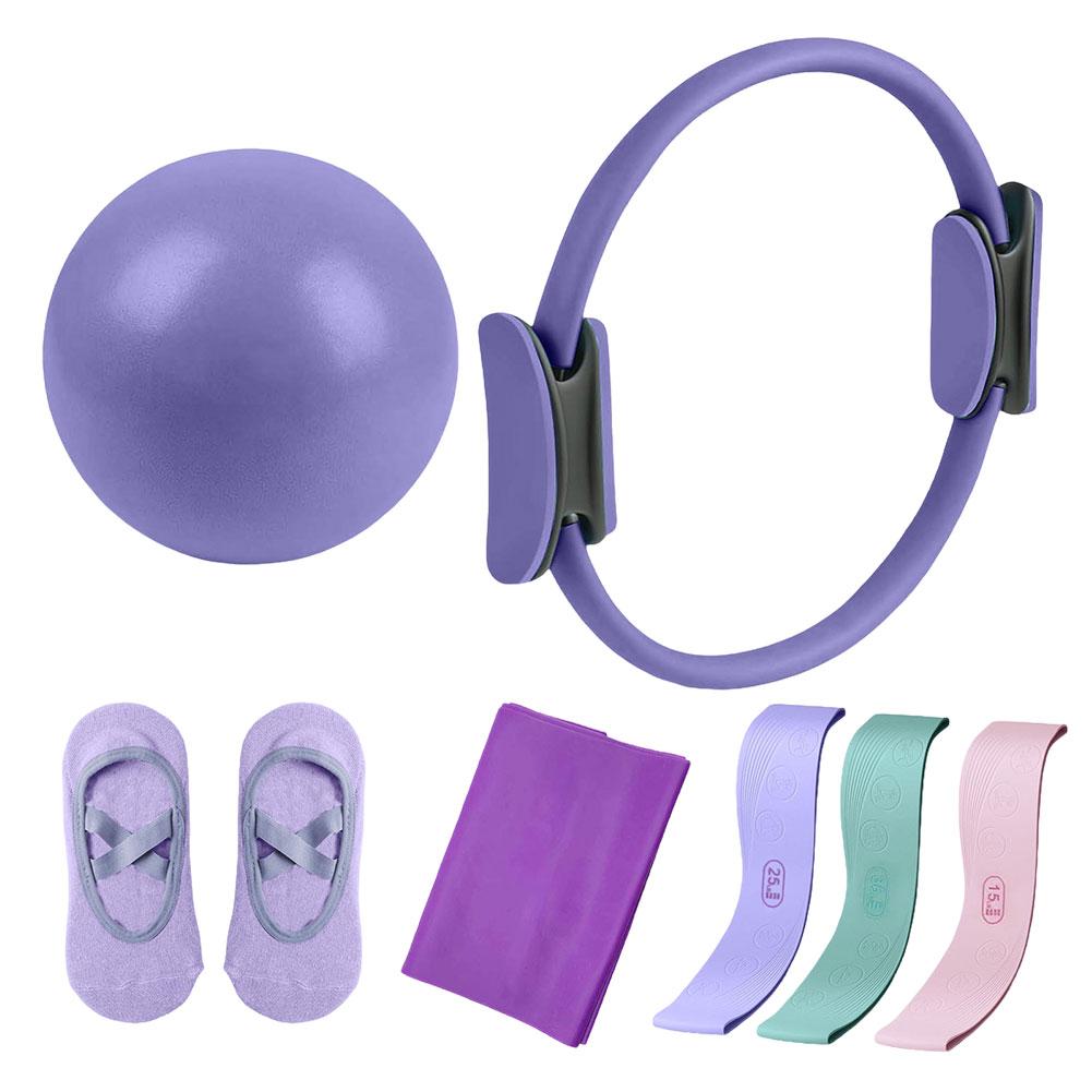 5Pcs Pilates Essential Kit with Ball Resistance Band Workout Equipment Set Portable Fitness Equipment for Beginners Toning