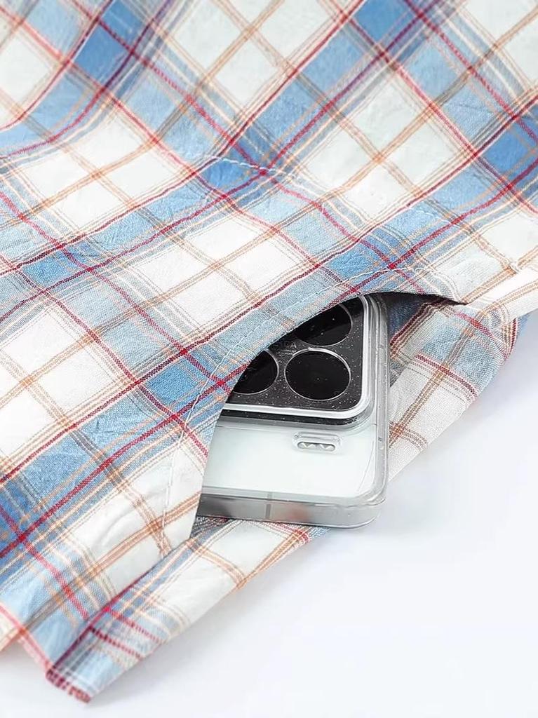 Women's Plaid Long Sleeve Pure Cotton Shirt for Spring/Autumn - Loose Fit for Middle-Aged and Elderly