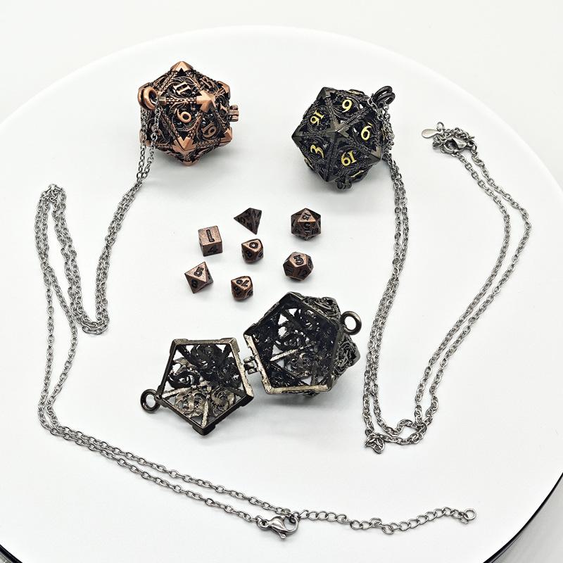Hollow Dices Pendant Necklace for Women Adjustable Length Chain Jewelry Accessories