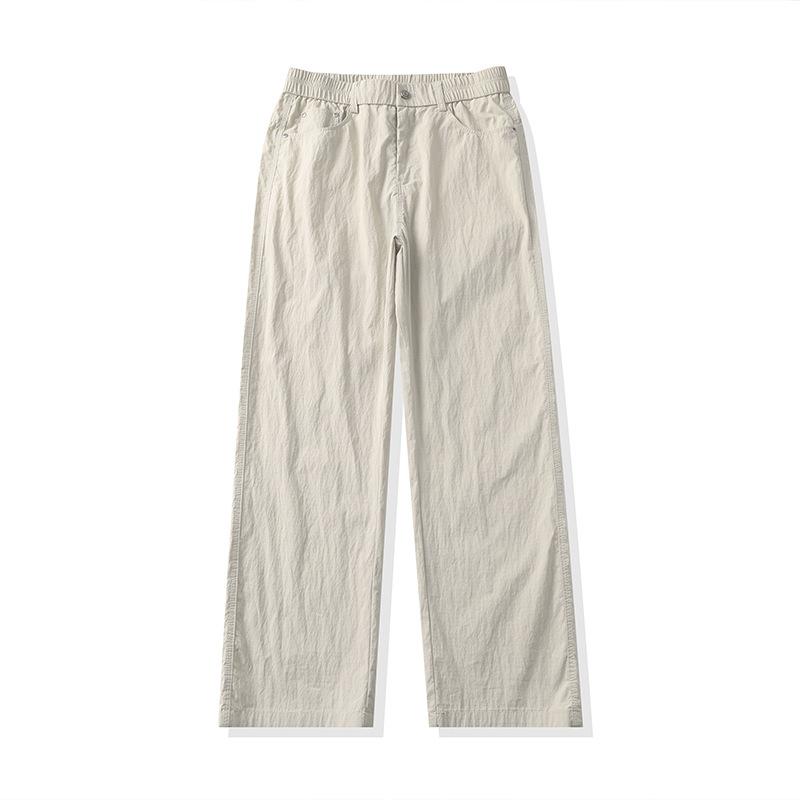 Summer thin quick-drying casual pants men's straight loose new American trendy brand vertical ice silk wide-leg trousers