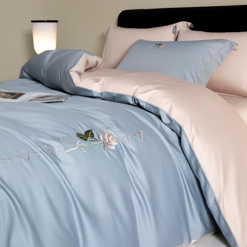 Light Luxury Long-Staple Cotton Bedding Sets Pure Cotton Embroidery Super Soft Bedclothes High Quality Comforter Set for Adults