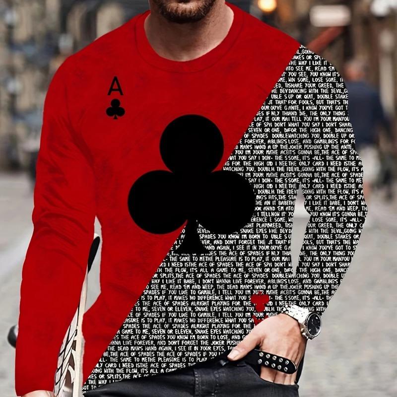 Fall 3D Flame Printing Men's Round Neck Long Sleeve Pullover Fashion Loose T Shirt Retro Street Long Sleeve Round Neck T Shirt