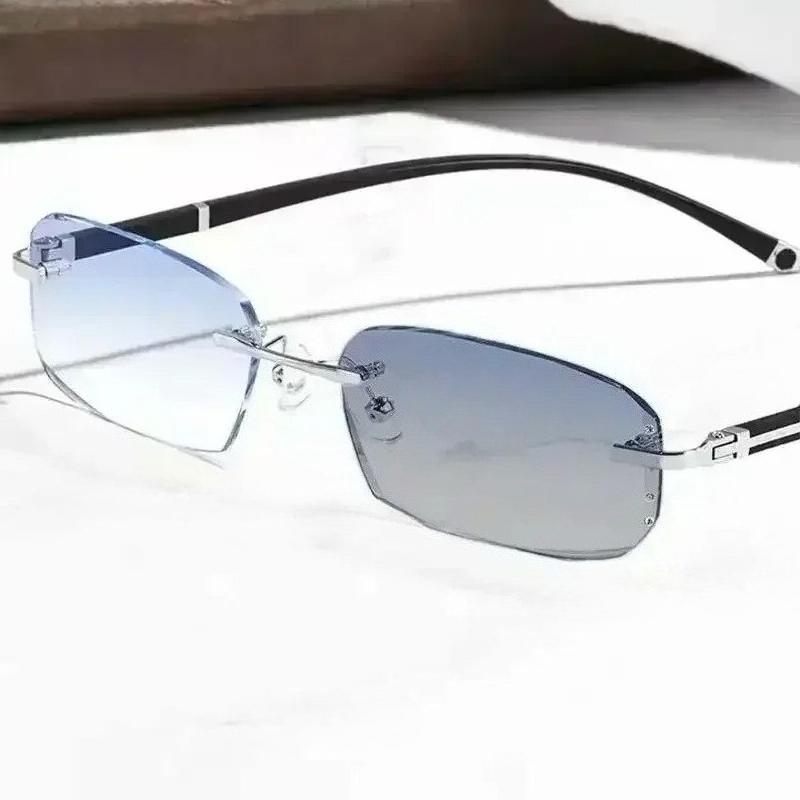 Frameless Anti Blue Light Presbyopia Glasses HD Diamond Cut Edge Business Square Computer Reading Eyes