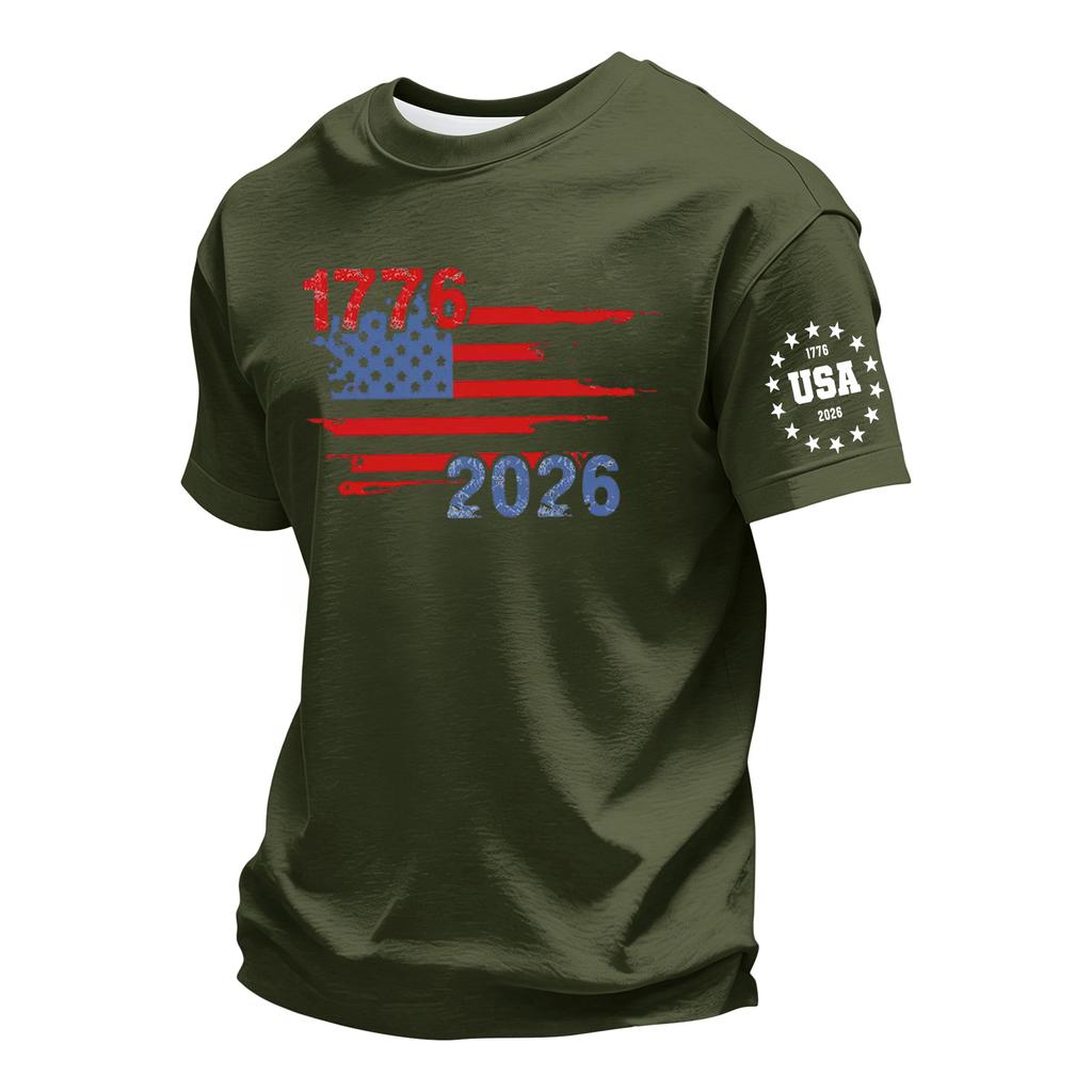 Men's Short Sleeve Crew Neck T-Shirt Casual Comfortable Fit Graphic Print 250th Anniversary Independence Day USA Design Summer Wear