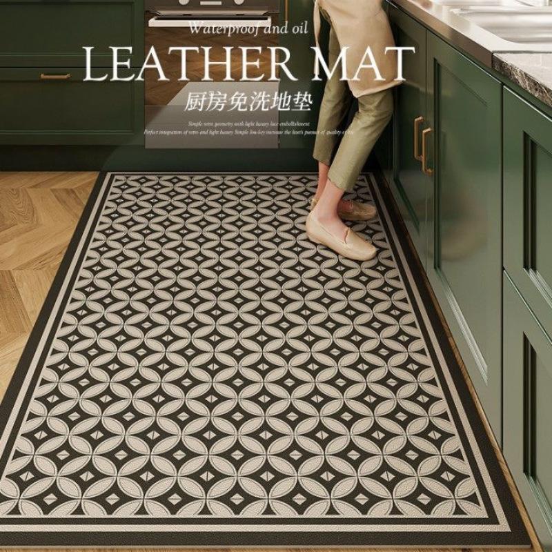 Simple Kitchen Floor Mat Water Absorbent and Anti-Slip with Vintage Style and Durable Silica Gel Rug for Home Decoration