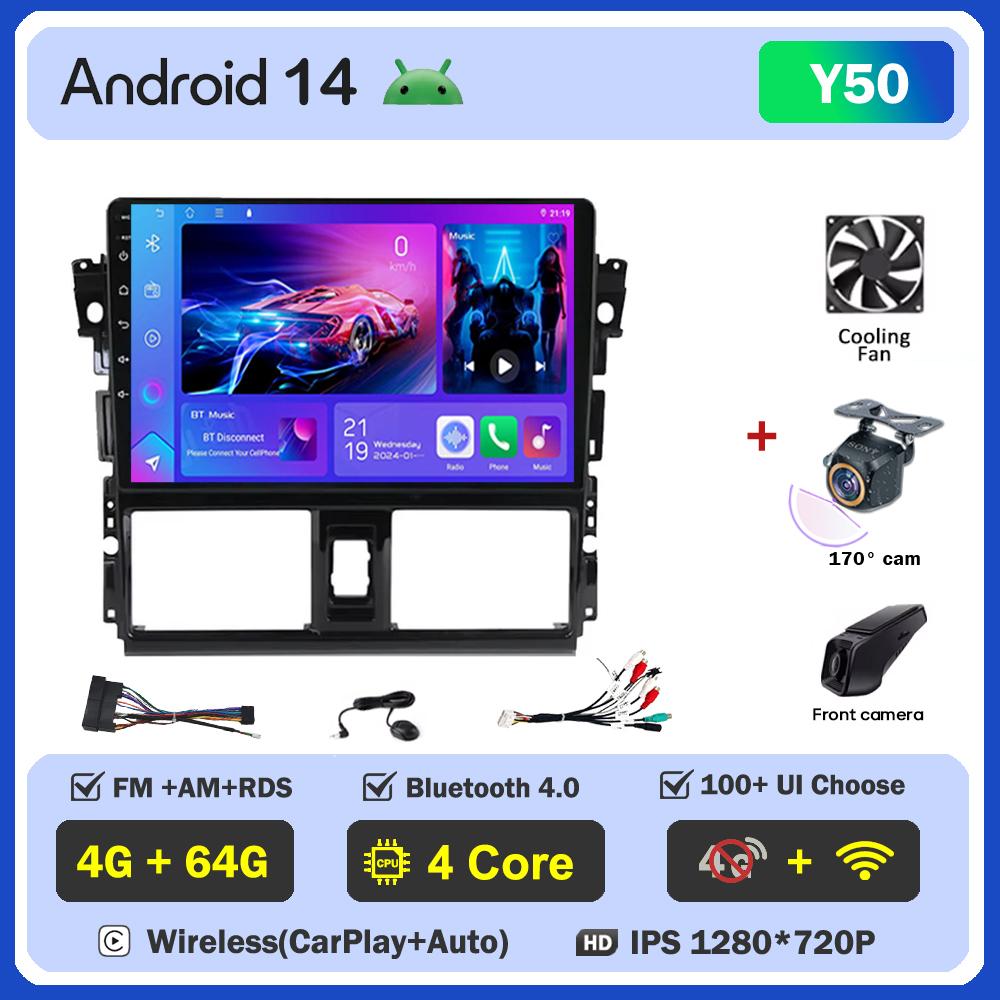 For Toyota Vios XP150 2013-2020 Car Radio Player Car Carplay Screen Autoradio Mirror Link Car Intelligent Systems Touch Screen