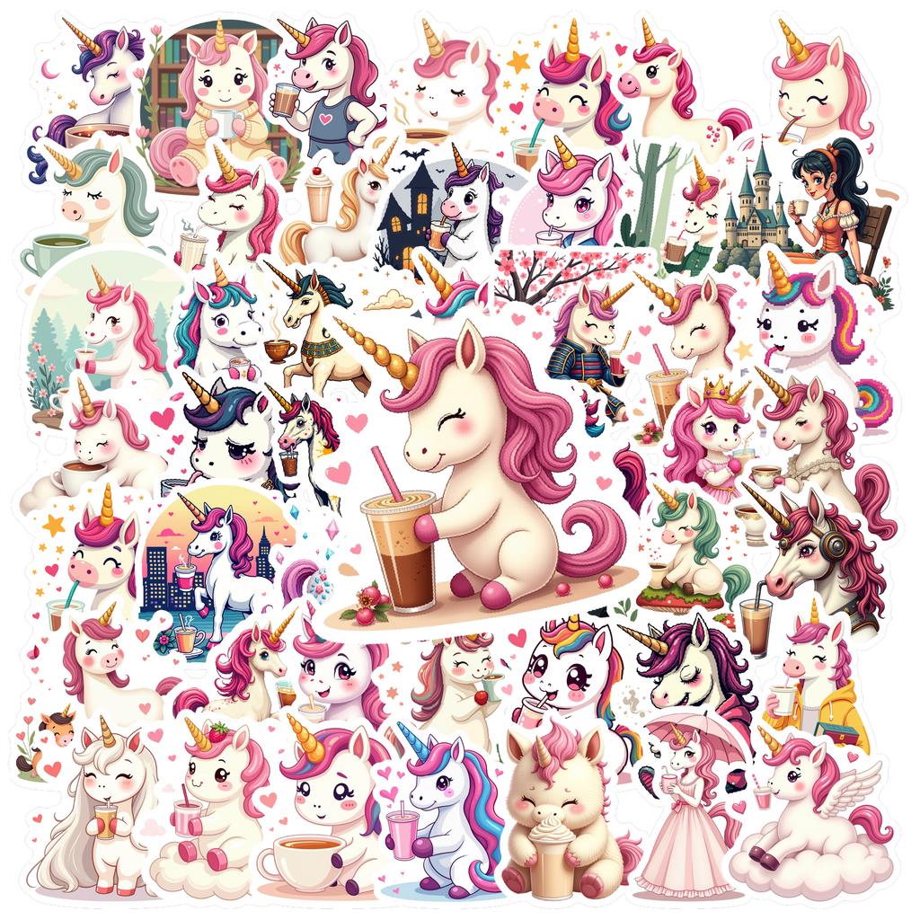 35-150pcs Unicorn Stickers Cute Pony Graffiti Sticker Kawaii Animal Stationery Sticker Decals Classroom Learning Rewards