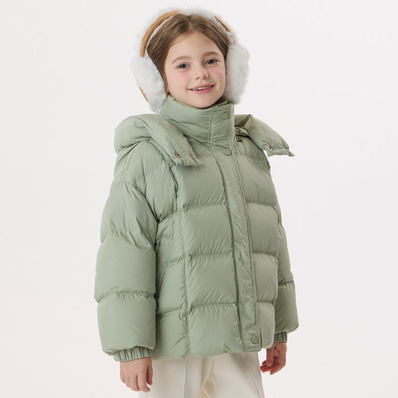 Winter Girls Middle and Older Children White Duck Down Warm Thickened Down Jacket
