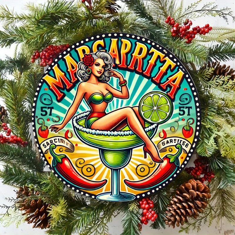 Retro Girl Tin Metal Logo Round Painting for Bar Restaurant