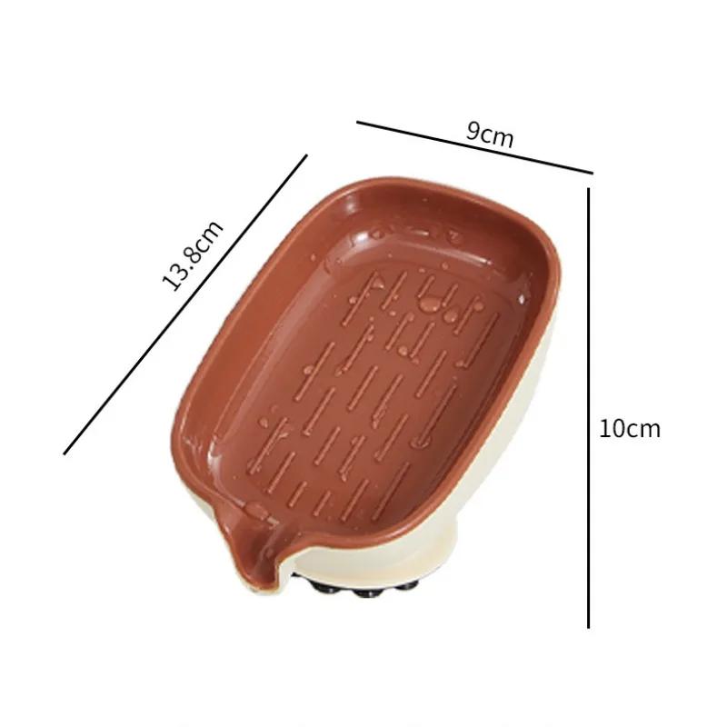 Suction Cup Soap Dish with Drain Water Punching Free Soap Holder Household Light Luxury Bathroom Soap Container Bathroom Supply