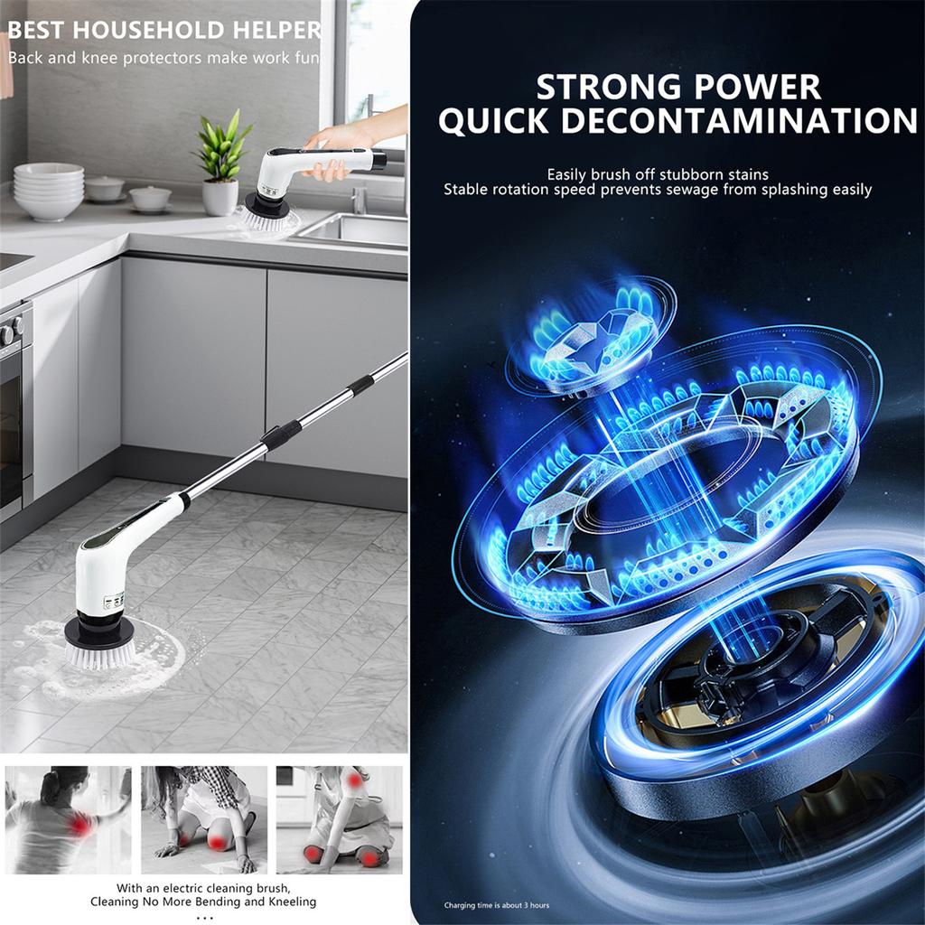 Electric Spin Scrubber  Cordless Bathroom Tub Scrubber Portable Power Shower Brush Household Tools
