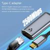 USB Type C to Rj45 2500Mbps External Gigabit Ethernet Adapter USB3.1 to Rj45 Converter with 15CM Cable
