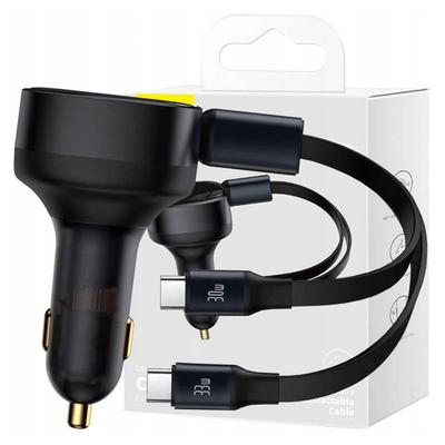 Baseus Enjoyment Car Charger with USB-C Cables, 33W (Black)