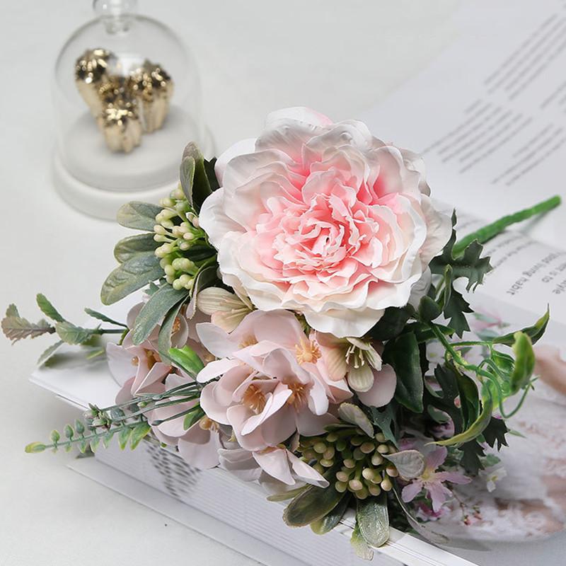 

26 см розовый шелковый пион искусственные цветы букет высокое качество дешевые искусственные цветы для домашнего свадебного украшения в помещении