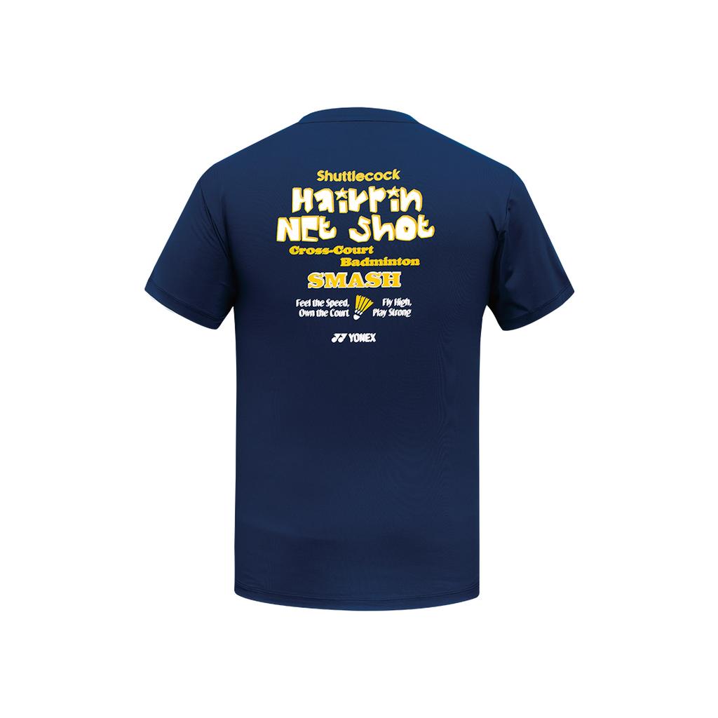 YONEX 259Tr009M Navy Men'S Badminton Text Graphic Short Sleeve T-Shirt