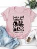 Just A Girl Love Horse Print Women T Shirt Short Sleeve O Neck Loose Women Tshirt Ladies Tee Shirt Tops Camisetas Mujer
