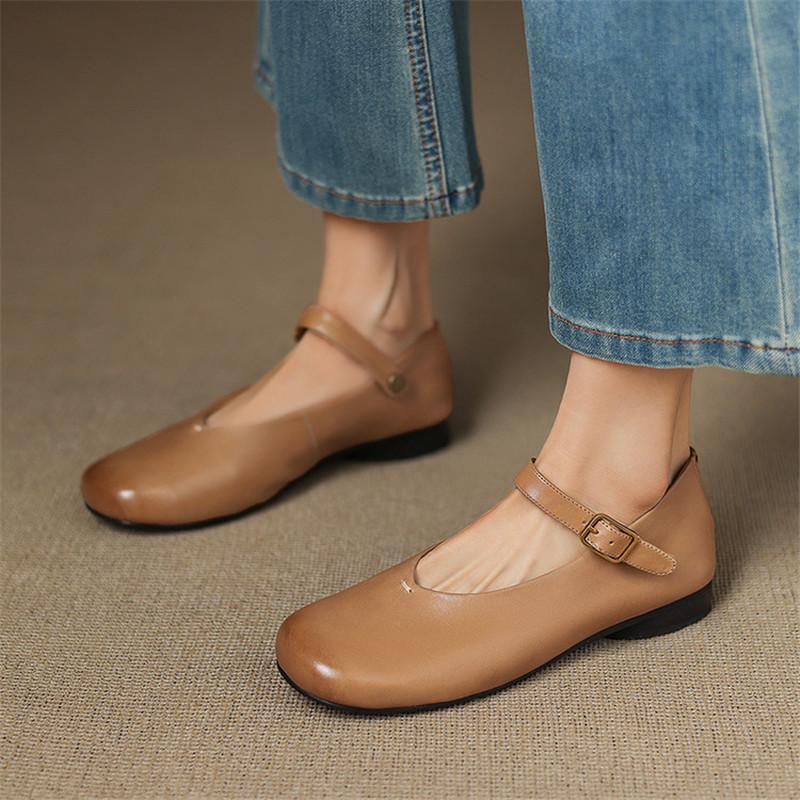 Fashion New Spring/autumn Genuine Leather Women Shoes Round Toe Mary Jane Shoes for Women Fashion Loafers Shoes Low Heels Women Pumps