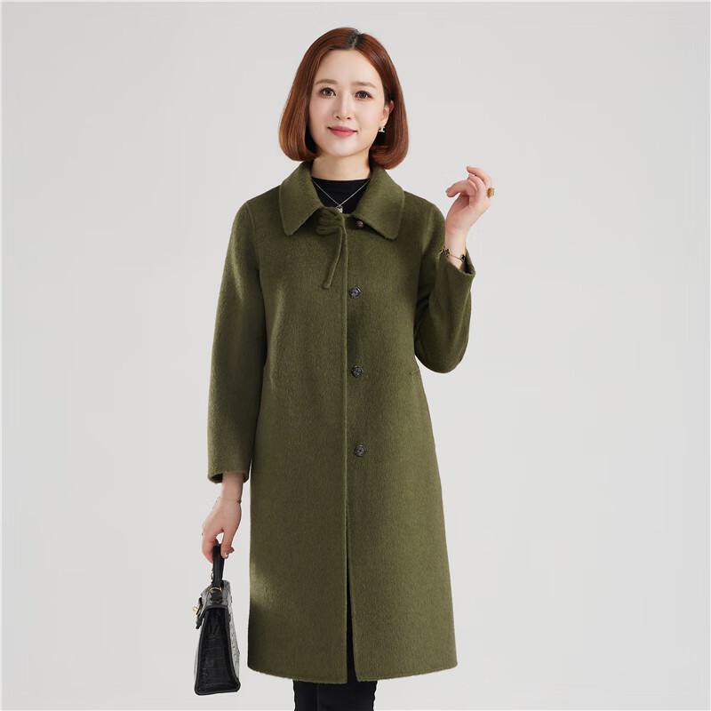 

Женское пальто средней длины из двусторонней шерсти и шелка M