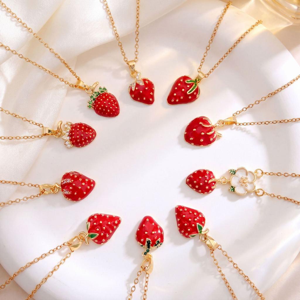 Strand Fruit Strawberry Sweet Necklace Accessory Women's Simple Luxury High Titanium Steel Collar Chain