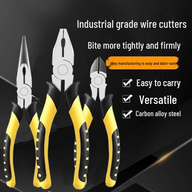 Industrial Tiger Pliers: Multi-function Wire Cutters & Pointed-Nose for Electricians