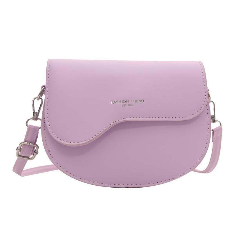 

Fresh Pure Color Pu Saddle Bag Women s Street Style Shoulder Crossbody Bag 2024 Spring фиолетовый