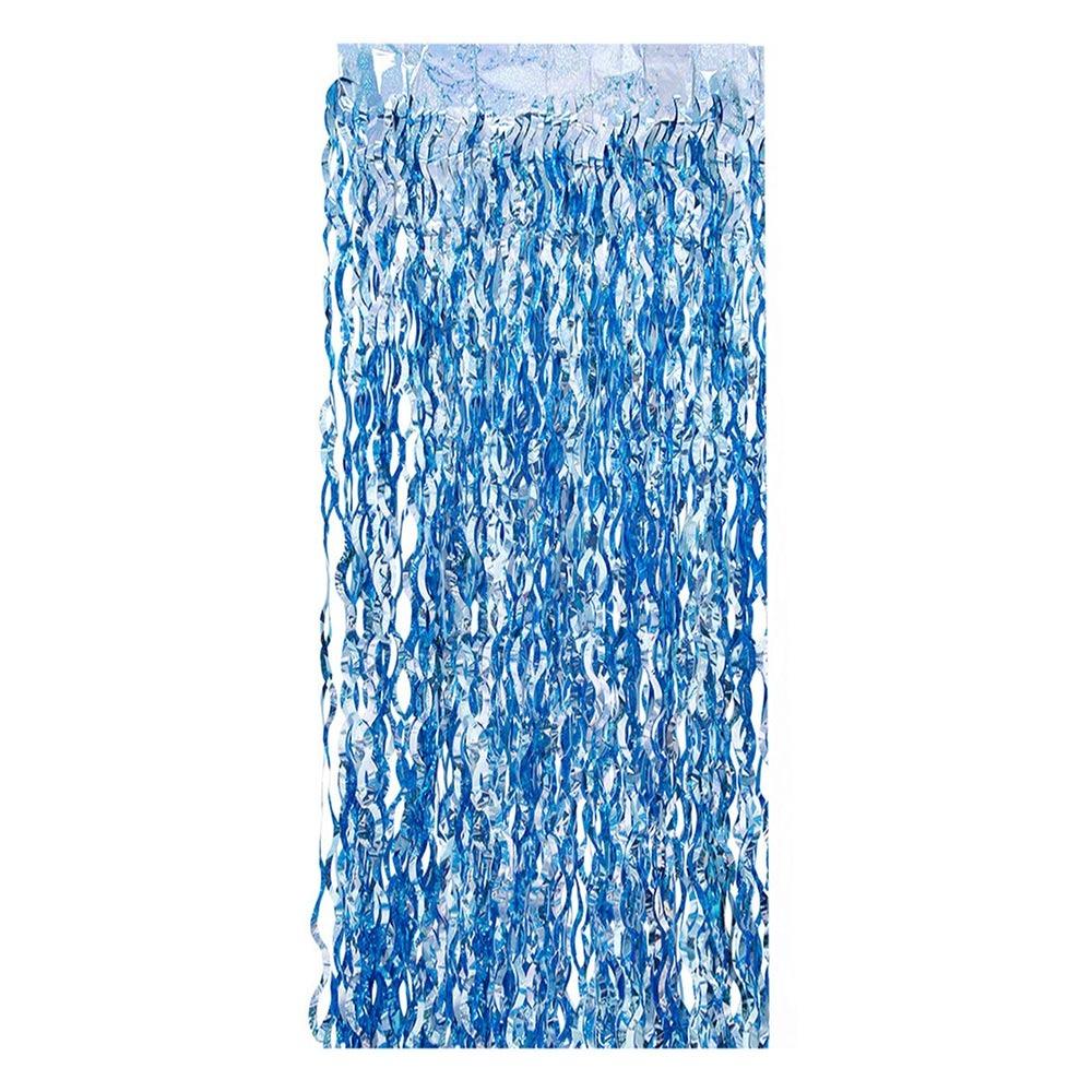 Colorful Laser Blue Party Backdrop Curtains Iridescent Foil Glitter Rainbow Sparkle Foil Curtain Colored Golden Foil Tinsel