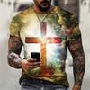Христианские футболки с 3D-печатью Оверсайз Футболка Готический Иисус Христос Крест С круглым вырезом Топы Винтаж Хип-хоп Короткий рукав