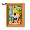 Decorative Frames for Office Whiteboards Cute Cat Magnetic Fridge Magnet, Vintage Wooden Picture Frame, Fun Photo Display Small Pictures Scene