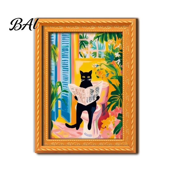 Decorative Frames for Office Whiteboards Cute Cat Magnetic Fridge Magnet, Vintage Wooden Picture Frame, Fun Photo Display Small Pictures Scene
