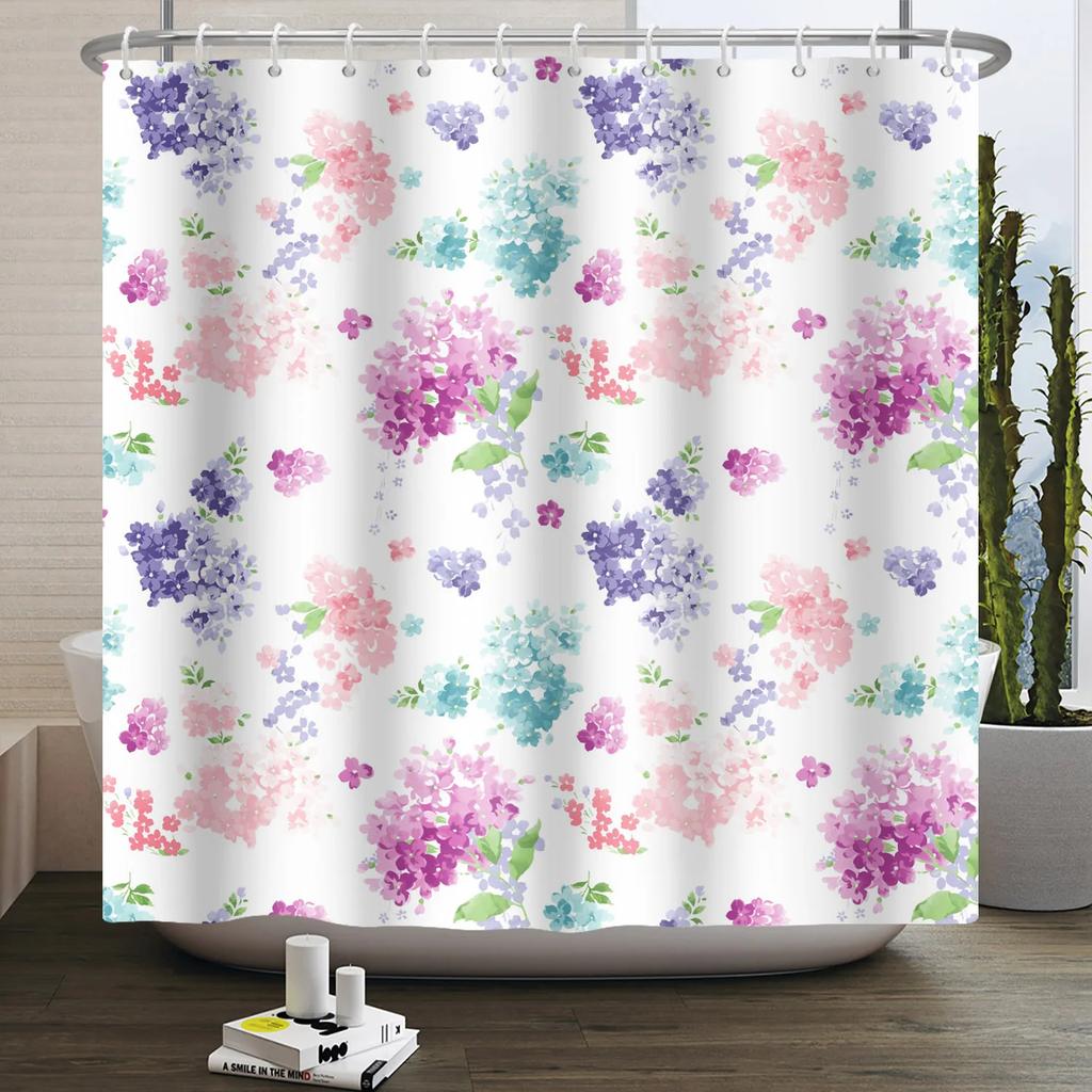 Bathroom Curtain with Fabric 180x180 Colorful Floral Spring Blossom Tree Boho Bathtub Waterproof Shower Curtains With Hooks